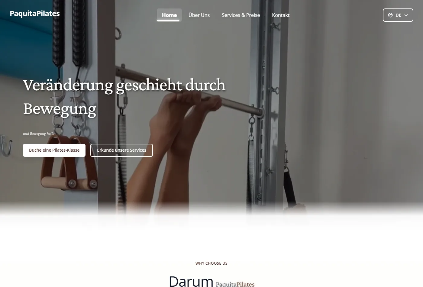 Startseite mit Studio-Atmosphäre